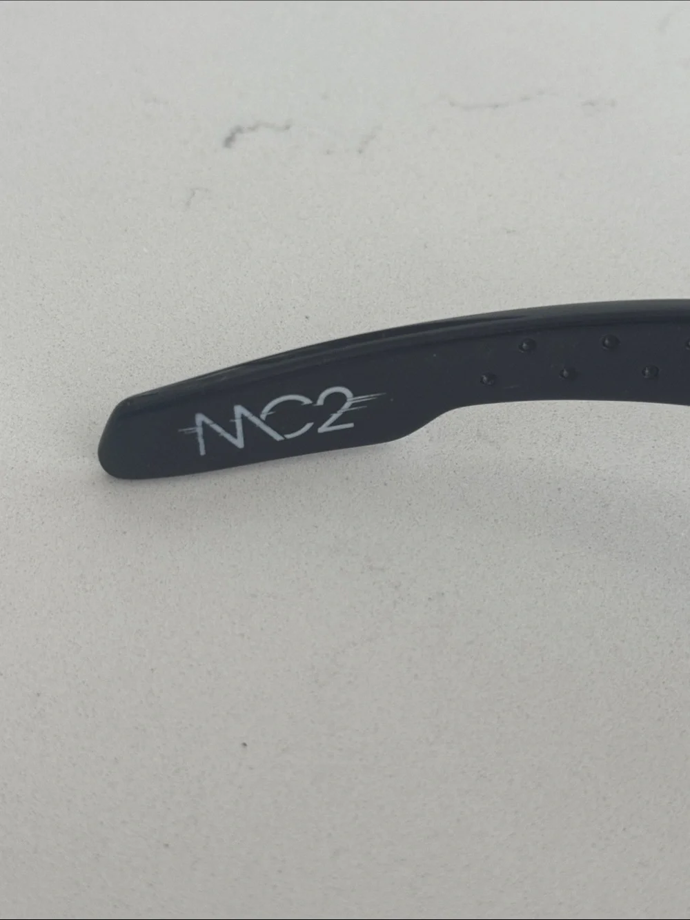 Spy Optic “MC2” sunglasses, wraparound style, Black with Gray polarized Lenses